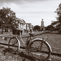 Buy canvas prints of Student transport, bicycle in Trinity College Dubl by Phil Crean