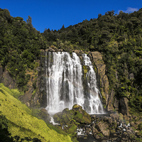 Buy canvas prints of  Marokopa falls waterfall, New Zealand. by Phil Crean