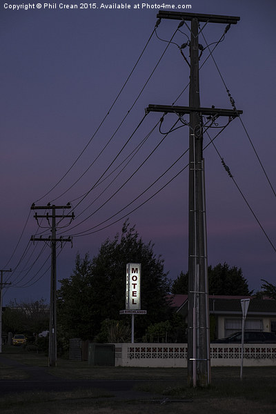 Motel neon sign, twilight, New Zealand Picture Board by Phil Crean