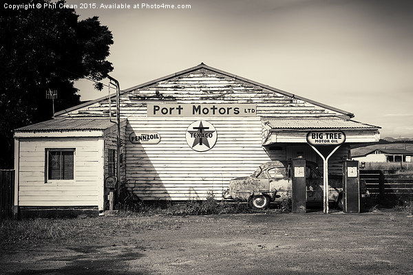  Disused petrol station 1, New Zealand Picture Board by Phil Crean
