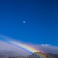 Buy canvas prints of Rainbow, Moon & Mountain by Phil Crean