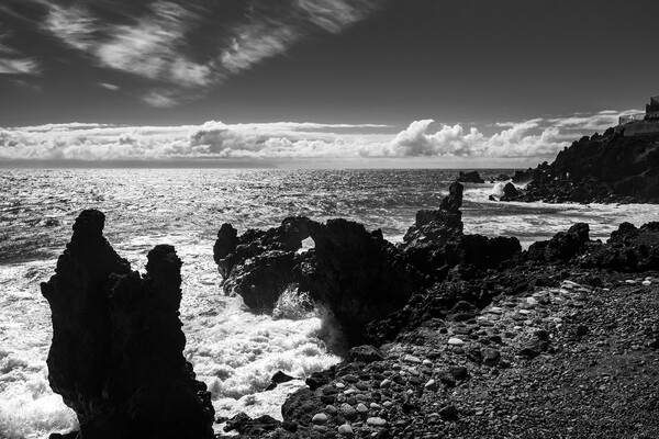 Black volcanic coastline Tenerife Picture Board by Phil Crean