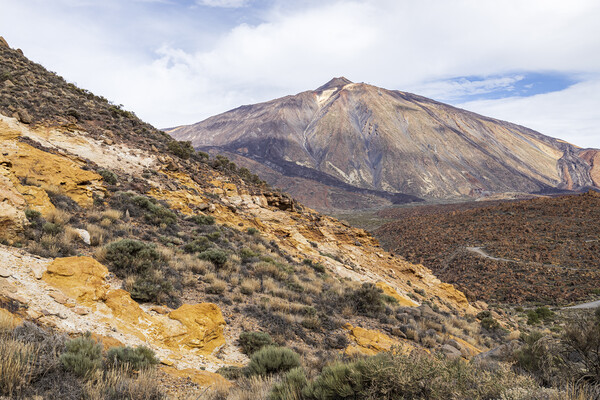 Colourful rock formations and Teide, Tenerife Picture Board by Phil Crean