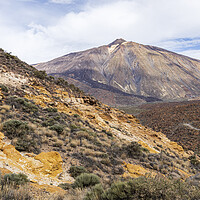 Buy canvas prints of Colourful rock formations and Teide, Tenerife by Phil Crean