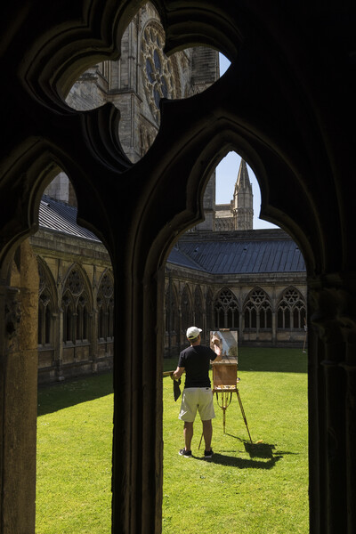 Artist at work, Lincoln Cathedral, England Picture Board by Phil Crean