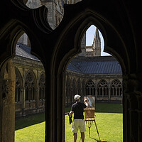 Buy canvas prints of Artist at work, Lincoln Cathedral, England by Phil Crean