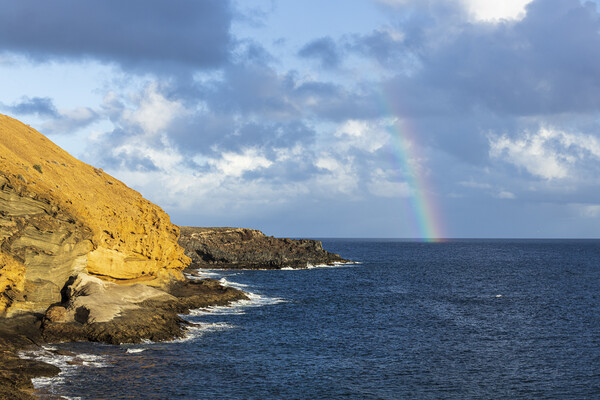 Rainbow by Yellow mountain, Tenerife Picture Board by Phil Crean