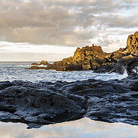 Buy canvas prints of Dawn light hitting rocks on the coast, Tenerife by Phil Crean