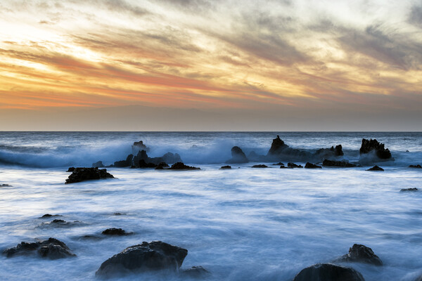 Outdoor Orange sky and blue sea just after sunset, Tenerife Picture Board by Phil Crean