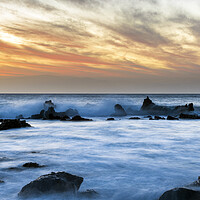Buy canvas prints of Outdoor Orange sky and blue sea just after sunset, Tenerife by Phil Crean