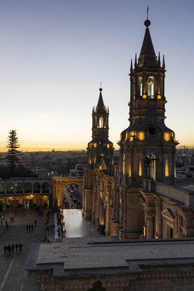 Cathedral of Arequipa, at dusk, Peru,  Picture Board by Phil Crean
