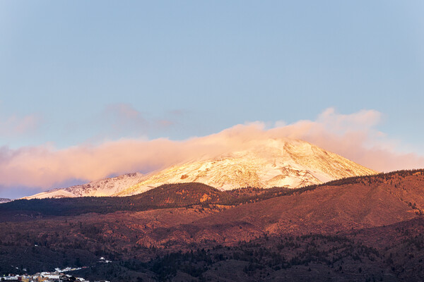 Snowcapped Teide at sunset Picture Board by Phil Crean