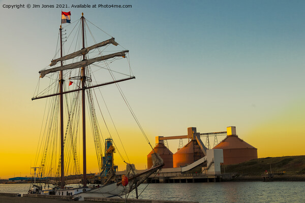 Sunset, sails and Silos Picture Board by Jim Jones