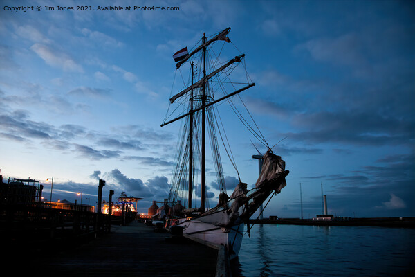 Tall Ship docked for the night Picture Board by Jim Jones