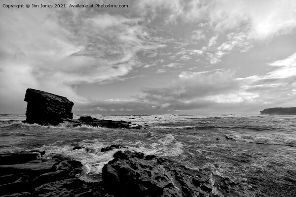 Collywell Bay storm in B&W Picture Board by Jim Jones