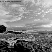 Buy canvas prints of Collywell Bay storm in B&W by Jim Jones