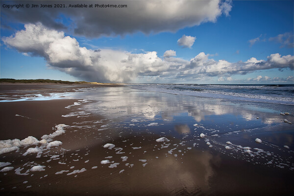 Sky reflections at Druridge Bay Picture Board by Jim Jones