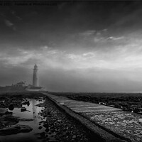 Buy canvas prints of Mist Rolling in from the Sea - monochrome by Jim Jones