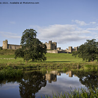 Buy canvas prints of Alnwick Castle reflected in the River Aln (2) by Jim Jones