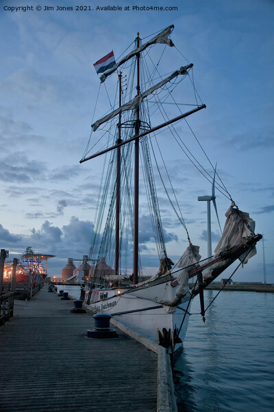 Tall Ship at Dusk Picture Board by Jim Jones