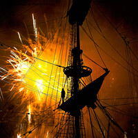 Buy canvas prints of Fireworks over the Yardarm by Jim Jones