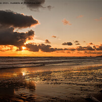 Buy canvas prints of October sunrise on the beach by Jim Jones