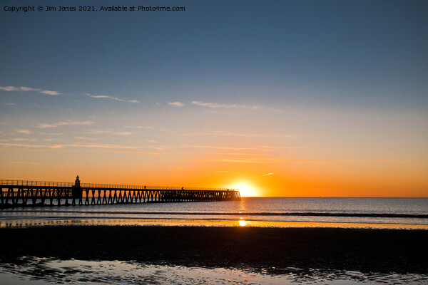 North Sea sunrise at the mouth of the River Blyth Picture Board by Jim Jones