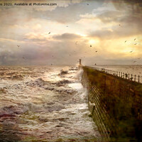 Buy canvas prints of Artistic Stormy weather at Tynemouth Pier by Jim Jones
