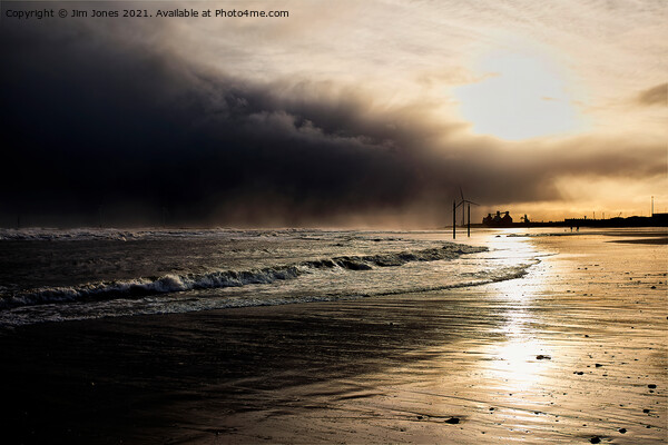 Storm Clouds on Cambois Beach Picture Board by Jim Jones