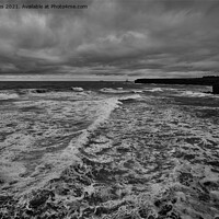 Buy canvas prints of Collywell Bay storm - Monochrome by Jim Jones