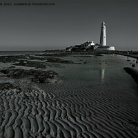 Buy canvas prints of Ripples and Reflections at St Mary's Island - Monochrome by Jim Jones