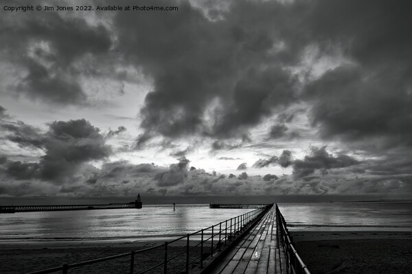 Monochrome sunrise over the Old Wooden Pier Picture Board by Jim Jones