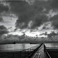 Buy canvas prints of Monochrome sunrise over the Old Wooden Pier by Jim Jones