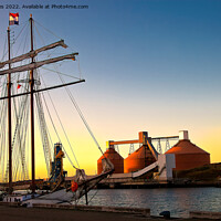 Buy canvas prints of  Sunset, sails and Silos by Jim Jones