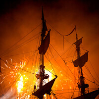Buy canvas prints of Fireworks and Tall Ships by Jim Jones