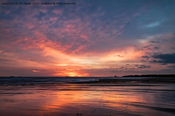 December sunrise on a Northumbrian beach Picture Board by Jim Jones