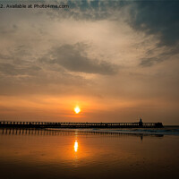 Buy canvas prints of Sunrise over Blyth beach in Northumberland by Jim Jones