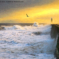 Buy canvas prints of Tynemouth Pier storm in the style of Cezanne by Jim Jones