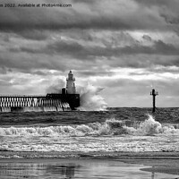 Buy canvas prints of Storm at the mouth of the River Blyth - Monochrome by Jim Jones