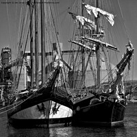 Buy canvas prints of Tall Ships in Monochrome - Square Crop by Jim Jones