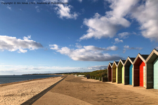 Blyth Beach Huts in August Sunshine Picture Board by Jim Jones