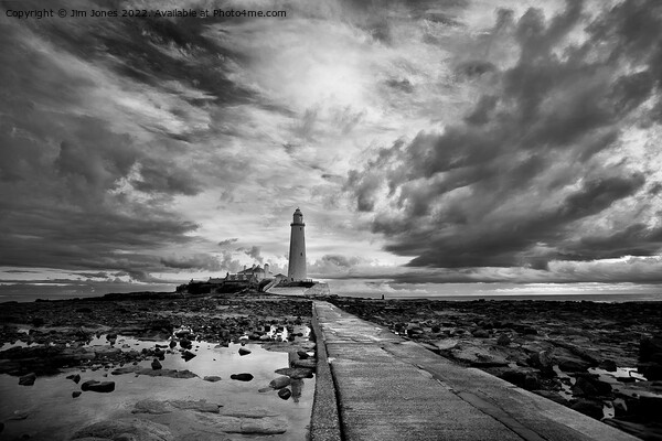 Early morning reflections at St Mary's Island - Monochrome Picture Board by Jim Jones