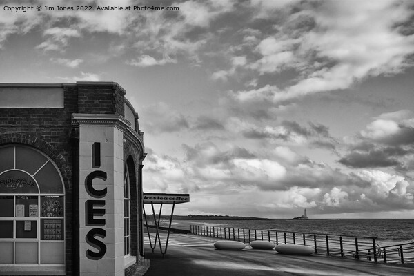 Rendezvous Cafe, Whitley Bay - Monochrome Picture Board by Jim Jones