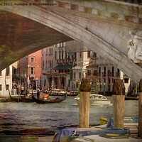 Buy canvas prints of Under the Rialto Bridge - with artistic filter by Jim Jones