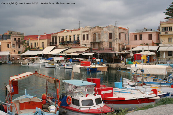 Rethymnon Harbour Picture Board by Jim Jones