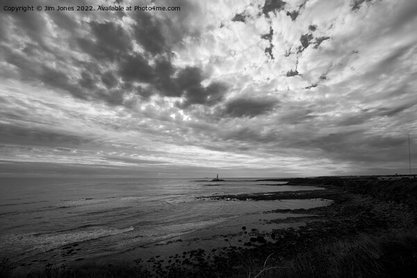 From the cliffs at Old Hartley - Monochrome Picture Board by Jim Jones