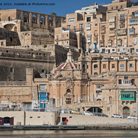 Buy canvas prints of The Grand Harbour waterfront at Valletta, Malta by Jim Jones