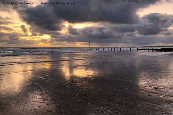 December sunrise reflected on wet sand Picture Board by Jim Jones