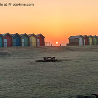 Buy canvas prints of Beach Huts in Winter - Panorama by Jim Jones