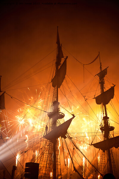 Enchanting Tall Ships Fireworks Display Picture Board by Jim Jones
